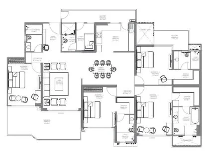 4 BHK + 4 Toilets + Servant Room